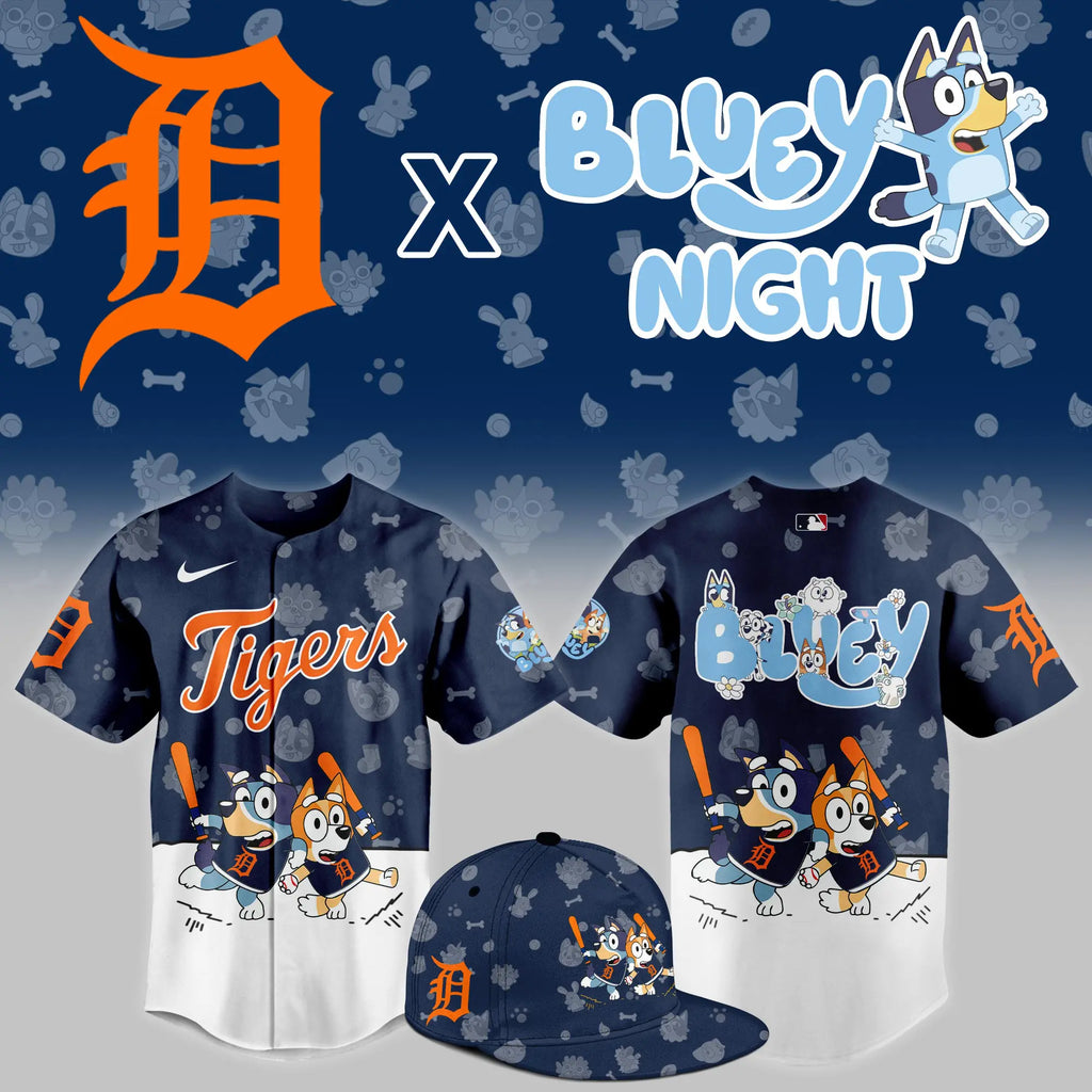 Detroit Tigers Bluey Night Version Special Jersey